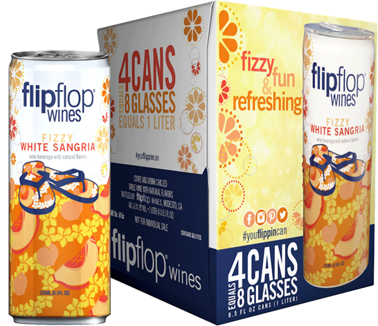 flipflop Wines Fizzy White Sangria cans in a box